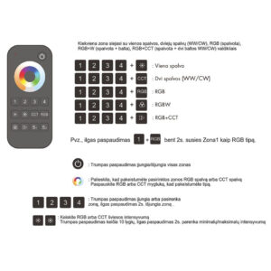 4 zonų nuotolinis valdymo pultelis RT10 tinkamas vienos spalvos RGB/RGBW ir CCT LED valdiklių valdymui - Image 5