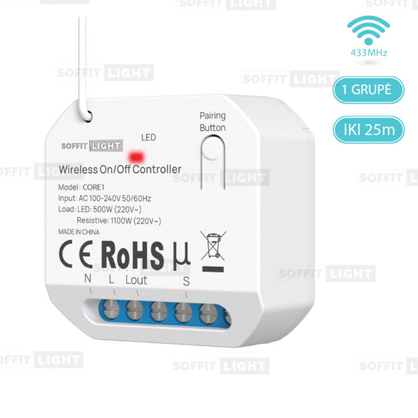 Belaidis RF apšvietimo valdiklis CORE1 (1-kanalo CORE1