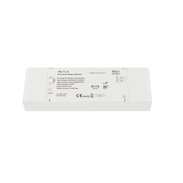 RF valdomas 75W 24V pritemdomas maitinimo šaltinis su PUSH-DIM funkcija