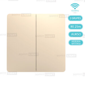 Belaidis kinetinis jungiklis be baterijų PUSH2/GD (2-klavišų, IP67, Auksinis) - Image 3