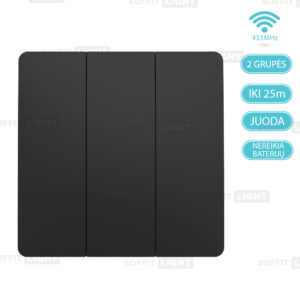Belaidis kinetinis jungiklis be baterijų PUSH3/BK (3-klavišų, IP67, Juodas) - Image 3