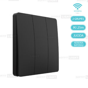Belaidis kinetinis jungiklis be baterijų PUSH3/BK (3-klavišų, IP67, Juodas) - Image 4
