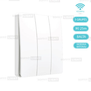 Belaidis kinetinis jungiklis be baterijų PUSH3/WH (3-klavišų, IP67, Baltas) - Image 3