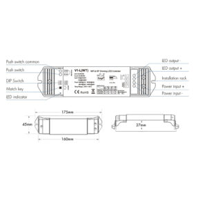 SMART WiFi TUYA vienos spalvos nuolatinės įtampos valdiklis V1-L(WT) su Push-Dim funkcija 12-48V 1x15A - Image 4