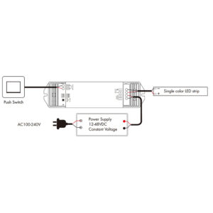SMART WiFi TUYA vienos spalvos nuolatinės įtampos valdiklis V1-L(WT) su Push-Dim funkcija 12-48V 1x15A - Image 5