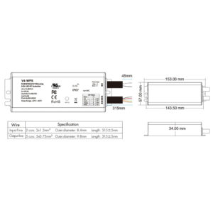 Hermetiškas IP67 nuolatinės įtampos RGB/RGBW valdiklis V4-WPS 12-36V 4x5A - Image 4