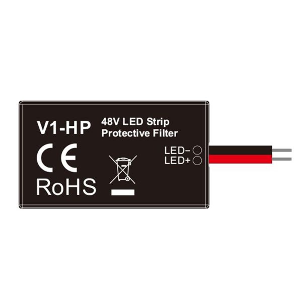 12-48V nuolatinės įtampos LED juostų apsauginis filtras V1-HP